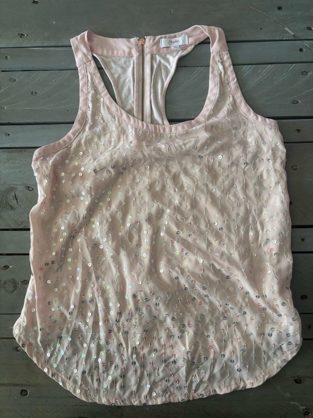 Candie's Light Blush Sequin Racerback Tank
